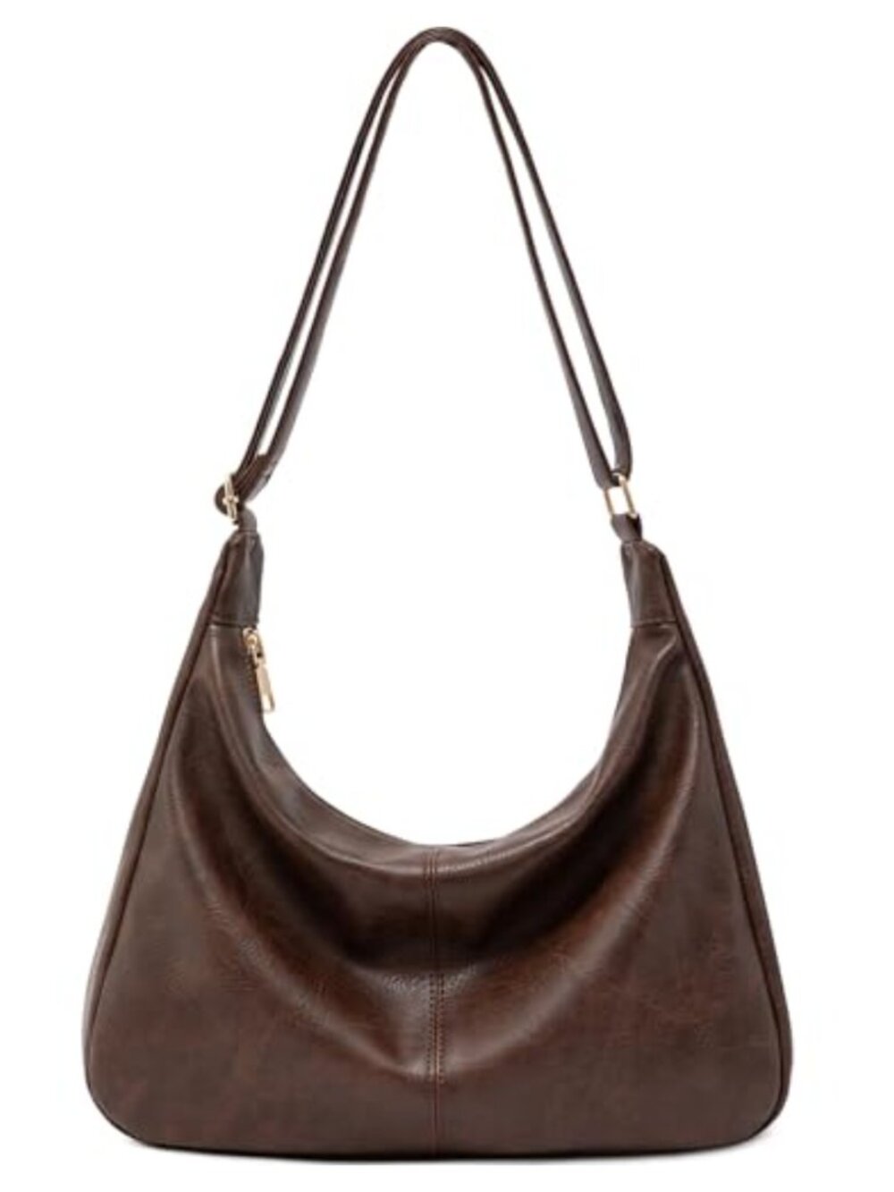 Vegan Leather Hobo Shoulder Bag Foldable Slouchy Crossbody Tote Purse